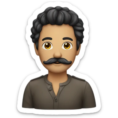 homme avec petite moustache et cheuveux noirs avec une raie sticker