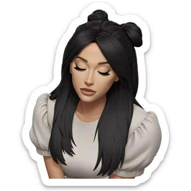 dreamy girl with closed eyes sticker