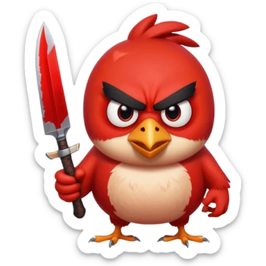 the killer angry bird red with knifes sticker