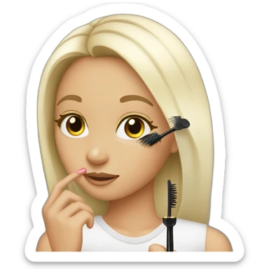Girl applying mascara sticker