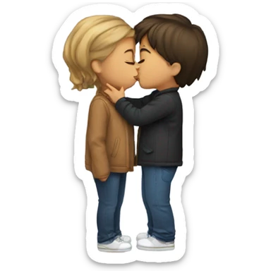 Girls kissing boy sticker