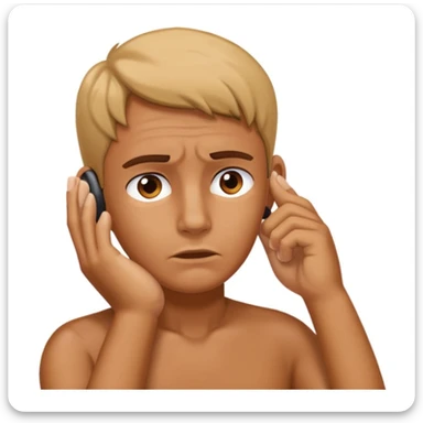 Saying sorry while holding ear emoji sticker