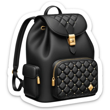 Realistic detailed black luxury backpack made from black diamond with the name Riko on the front sticker