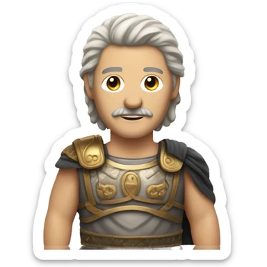 white man with a mustache and mullet hairstyle in an ancient roman warrior outfit sticker