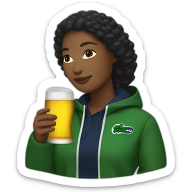 Lacoste black friends woman drinking beer with windbreaker sticker