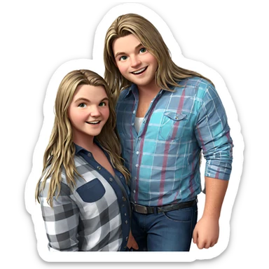 smiling boys with long hair sticker