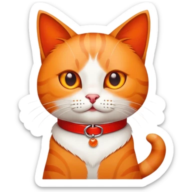 Gato naranja con collar rojo  sticker