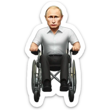 grumpy vladimir putin small wheelchair jump out sticker
