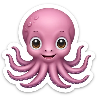 a cute baby octopus in emoji style sticker