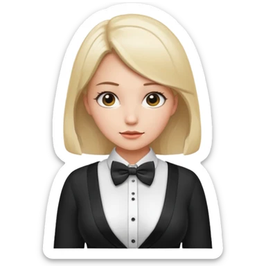 Fat girl with big boobs and white unbutton shirt and bow tie  sticker