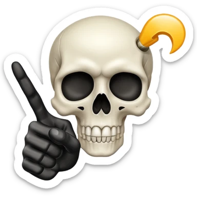 Skull emoji pointing with hand to the right at something sticker