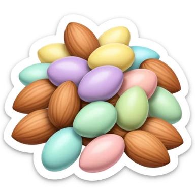 almonds decorated for Easter with pastel colors sticker