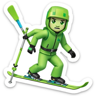 Minecraft Creeper skiing sticker