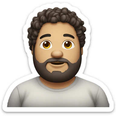 Chubby guy with dark curly hair. Medium skin with beard sticker