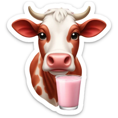 Strawberry milk cow sticker