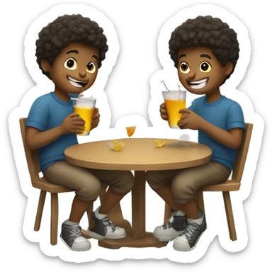 two boys enjoying drinks bear sticker