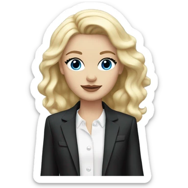 blonde girl blue eyes with chanel blazer sticker