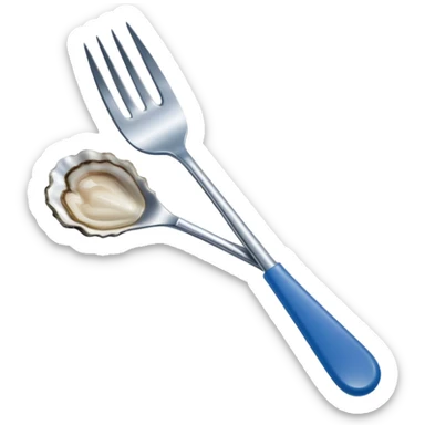 blue-handled oyster fork sticker