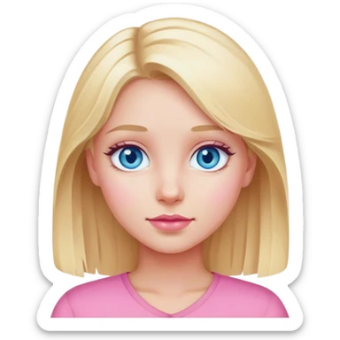 blonde girl with blue eyes wear pink  sticker