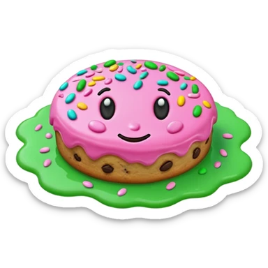 cookie in color pink and green water sticker