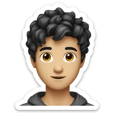 Create a boy with a lens, with black hair and dark brown eyes, the boy is 18 years old sticker