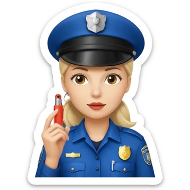 Female police with cap + whistle sticker