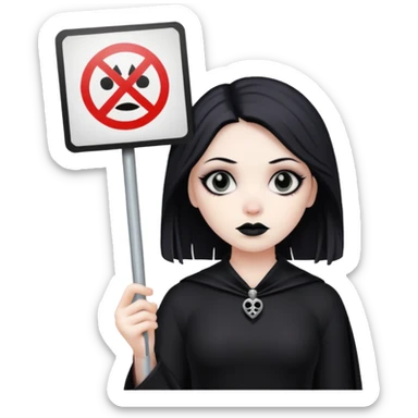 goth woman with protest sign sticker