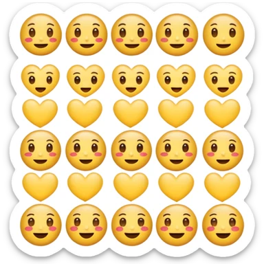En mix van 🥺 🤤 ♥️ Yellow Emoji Round sticker