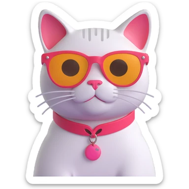 cat wearing sunglasses, vibrant and fun sticker