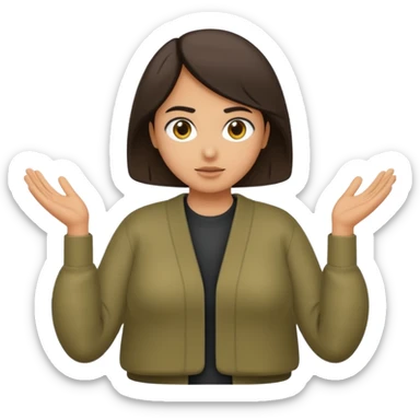 person doing shrug between the numbers 6 and 7 sticker