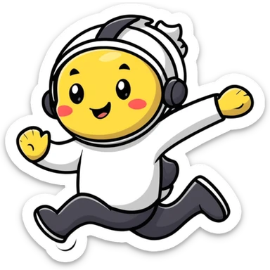 Colorful cartoon character jumping with joy sticker