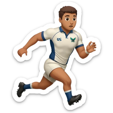 Crea un emoji de unj jugador de rugby corriendo con el balon y una polilla va a entrar a su oido sticker