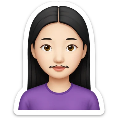 Beautiful Asian girl with no eyebrows and a mustache  sticker