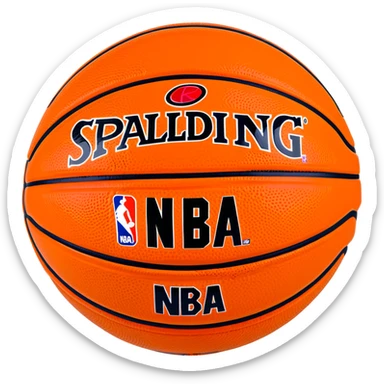 Minimalist Spalding basketball with NBA logo, orange with black lines sticker