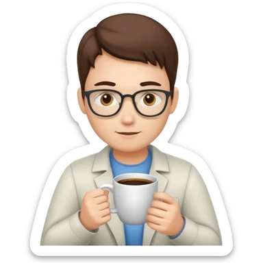 portrait of a software engineer writing code with coffee mug sticker