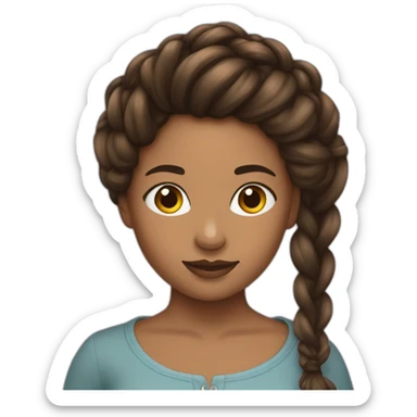 Fille brune metisse avec une tresse tresse sticker