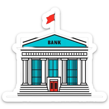 bank building crossed out, no banking sticker