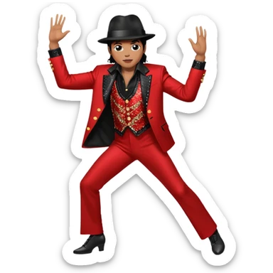 Maichel jackon bailando con un traje rojo y negro sticker