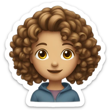 a girl with curly brown hair pointing at you sticker