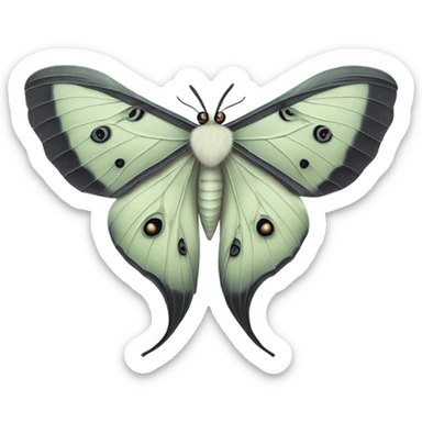 Luna moth black and white  sticker