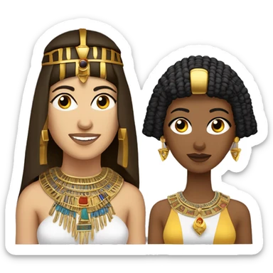 Cleopatra ( brunette ) with a neckless writen zeineb on it , and juba ( berber king (white berber ) with a neckless written massil on it sticker
