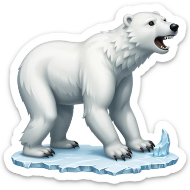 Polar bear with a wolf’s tail, thick neck fur, and long fangs sticker