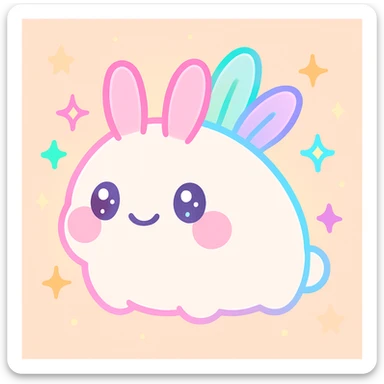 kawaii neon star glitter sea bunny, chubby cheeks, surrounded by sparkles, vibrant colors sticker