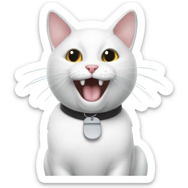 Black and white cat with a mouse in its mouth  sticker