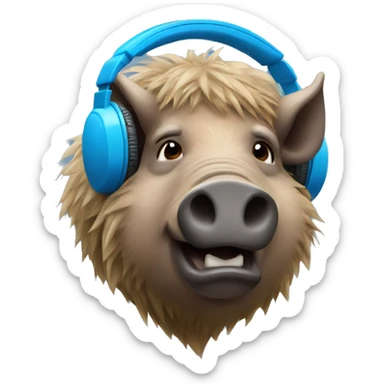 boar in blue headphones sticker