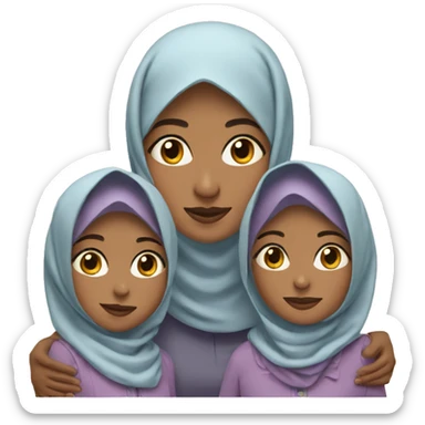 hijab mother with 2 daughters sticker