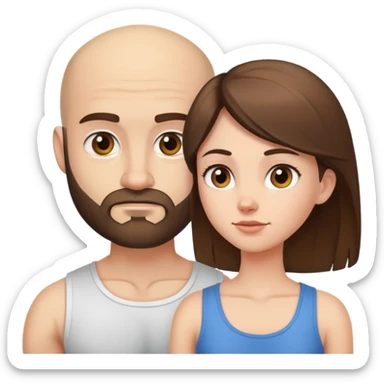 Young light brunette missing her muscular bald beard husband sticker