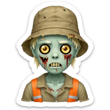 bucket hat zombie sticker