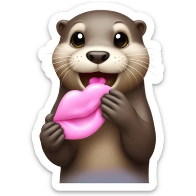 Otter sending pink kisses sticker