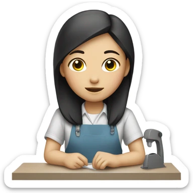 A Chinese girl at work. sticker